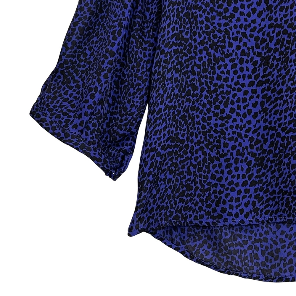 Joie XS Silk Leopard Print Blouse Purple Black V-Neck 3/4 Sleeve - Picture 10 of 14